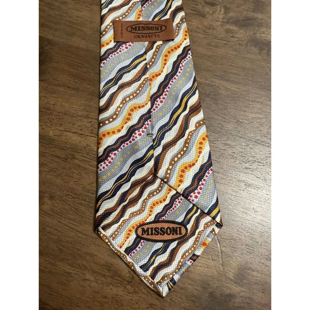 Missoni Cravatte Silk Tie Mens‎ Colorful Signature Striped Necktie ITALY